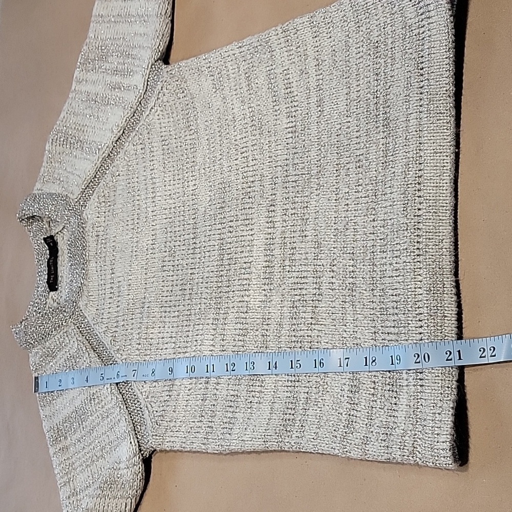 The Limited Size XS White & Silver Metallic Crew Neck Sweater. Gently Used Cond. - Picture 10 of 11